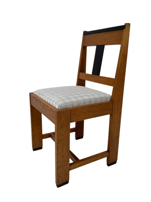 1920s Art Deco Modernist Side Chair by Jan Brunott, Oak & Velvet